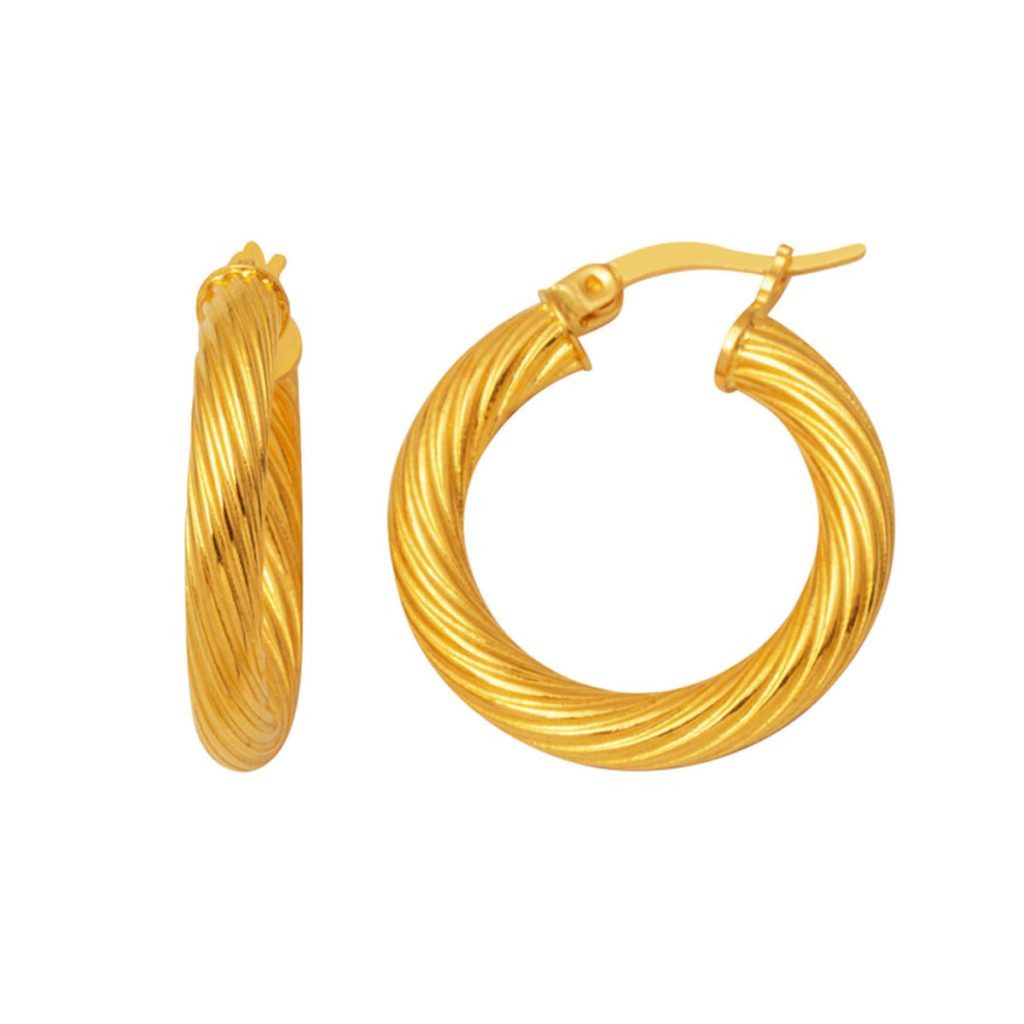 Rüzgar Torsadé 22 Carats Or Creole Boucle d&rsquo;Oreille