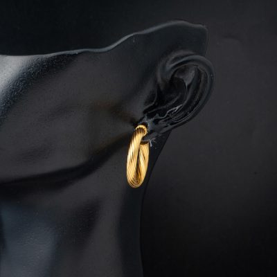 Rüzgar Twisted 22K Gold Hoop Earring - 22K - 4.26g - EZ Gold
