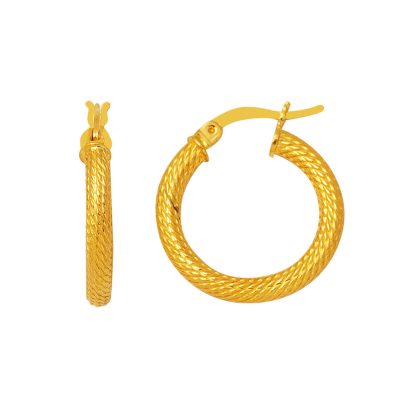 Balıksırtı 22K Gold Hoop Earring Orta Boy