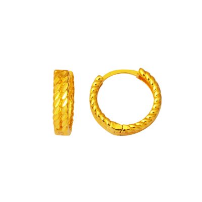 Torsadélı Spor 22 Carats Or Créole Boucle d'oreille Orta Boy