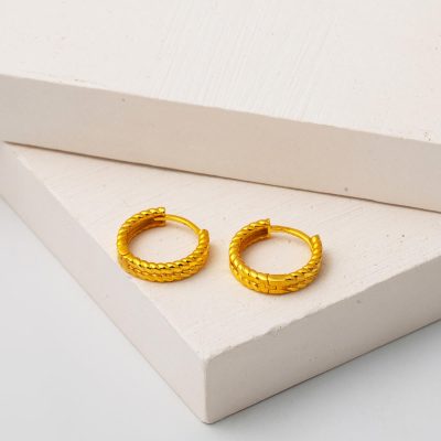 Torsadée Spor 22 Carats Or Créole Boucle d'oreille Orta Boy - 22K - 4.07g - EZ Gold