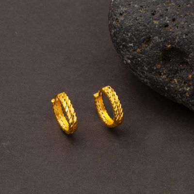 Twistedlı 22K Hoop Gold Earring 2 cm. Çaplı - 22K - 4.05g - EZ Gold