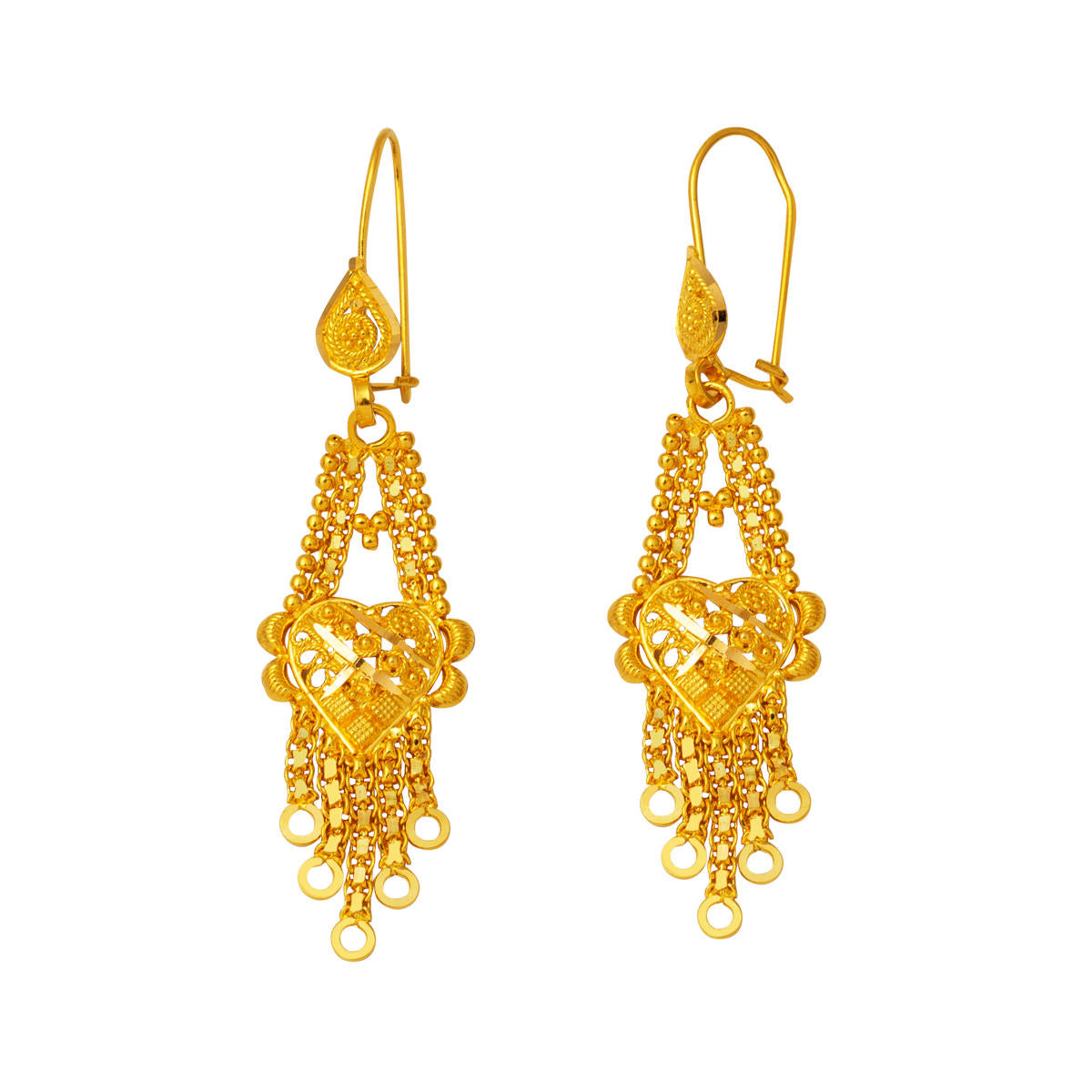 Drop 22 Karat Hint Model Gold Earring