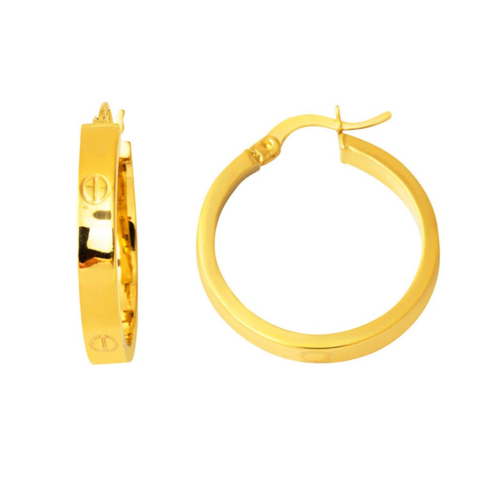 Kartiyer 22 Carats Or Creole Boucle d&rsquo;Oreille 2,5 cm. Çaplı