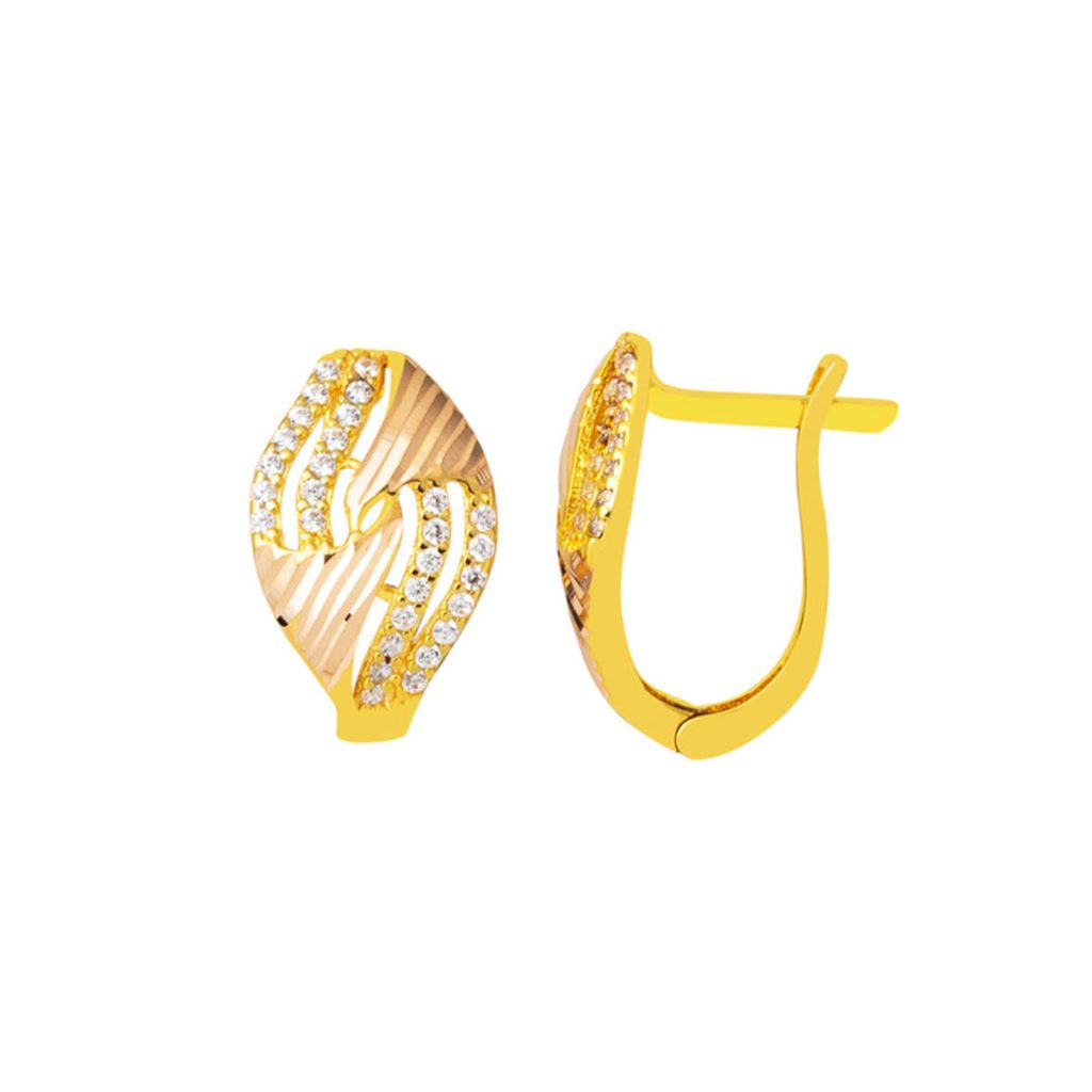 Kalemli avec Pierres 14 Carats Jaune Or Boucle d&rsquo;Oreille