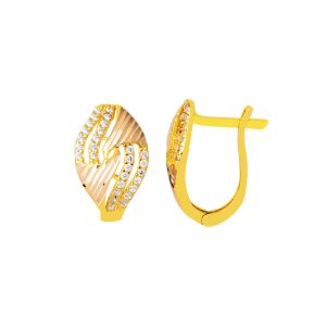 Kalemli avec Pierres 14 Carats Jaune Or Boucle d&rsquo;Oreille