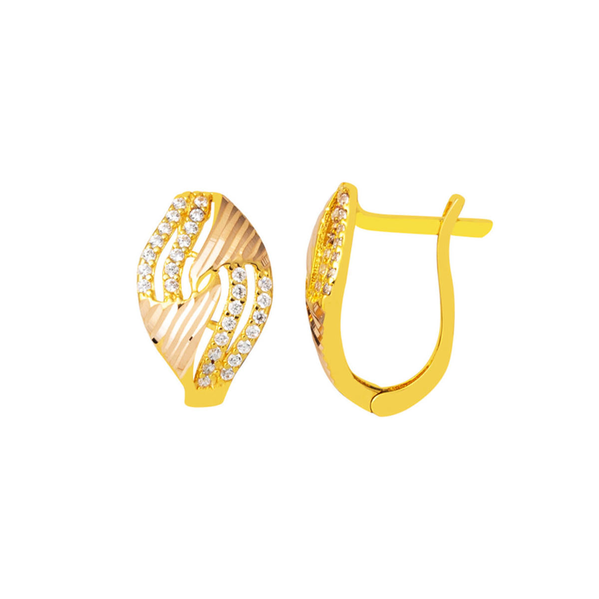 Kalemli avec Pierres 14 Carats Jaune Or Boucle d'Oreille