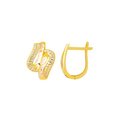 14 Carats Asimetrik avec Pierres Or Boucle d'oreille