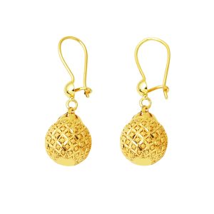 Yaşam Topu Drop Gold Earring 14 Karat