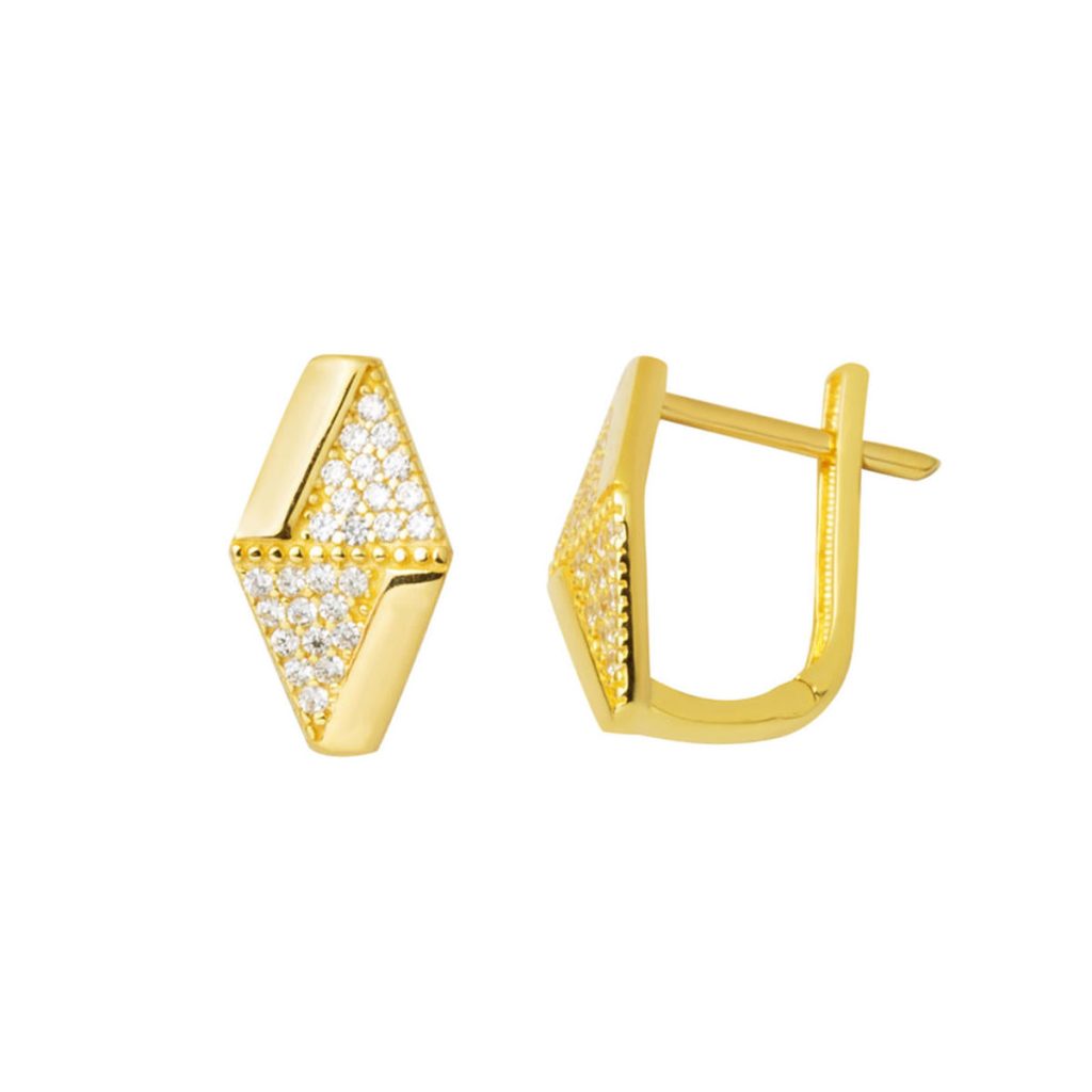 Köşeli Üçgen Design Gold Earring