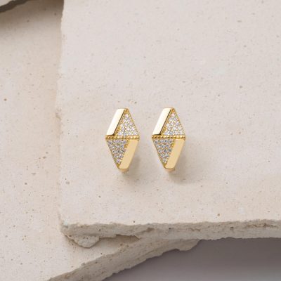 Köşeli Üçgen Design Gold Earring - 14K - 2.38g - EZ Gold