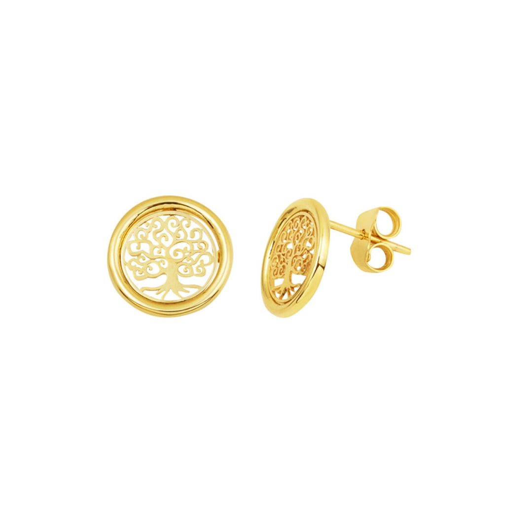 Yaşam Ağacı 14 Karat Spiked Gold Earring