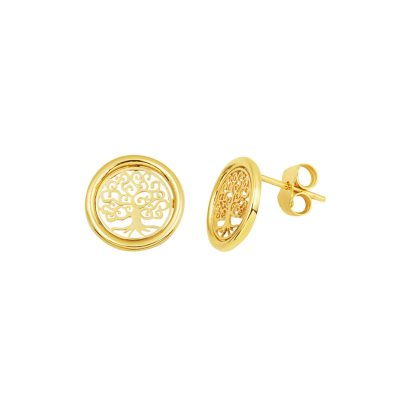 Yaşam Ağacı 14K Spiked Gold Earring