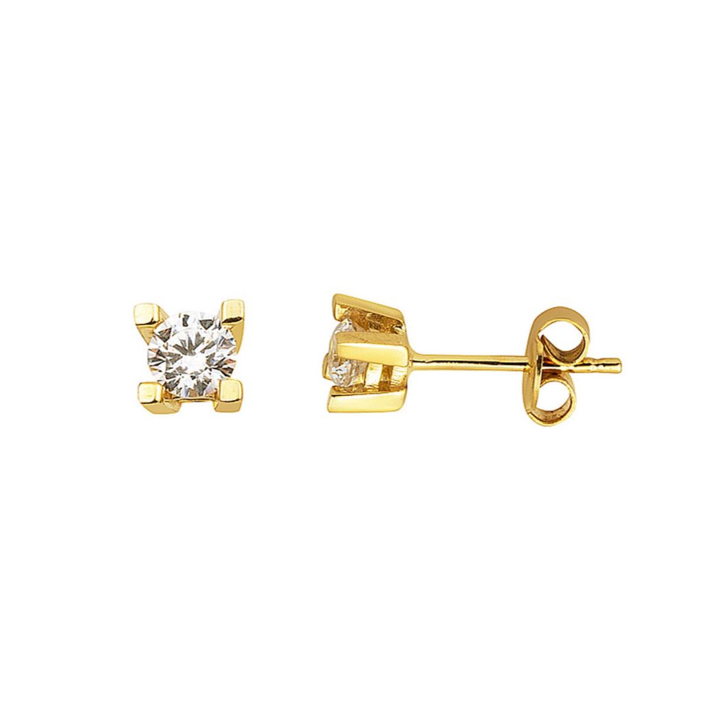 Femme 14 Carats Solitaire Or Boucle d&rsquo;Oreille
