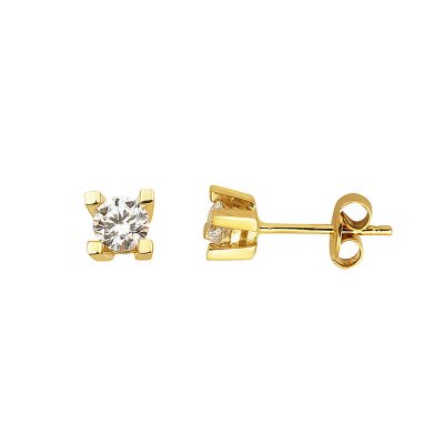 Femme 14 Carats Solitaire Or Boucle d'oreille