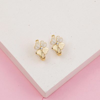 avec Trèfle 14 Carats Or Boucle d'oreille - 14K - 2.93g - EZ Gold