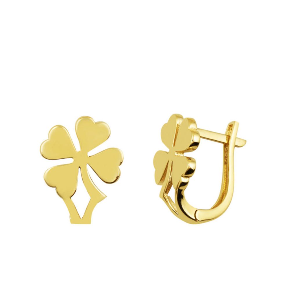 with Clover Plain 14 Karat Gold Earring