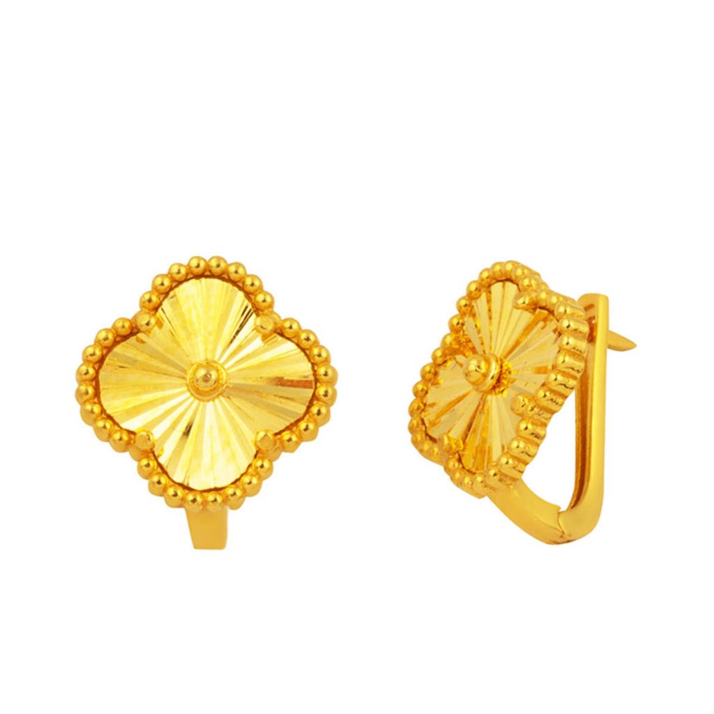 Clover 22 Karat Plain Gold Earring