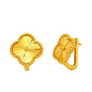 Trèfle 22 Carats sans Pierre Or Boucle d&rsquo;Oreille