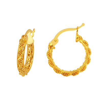 Torsade Zincirli 22 Carats Or Créole Boucle d'oreille