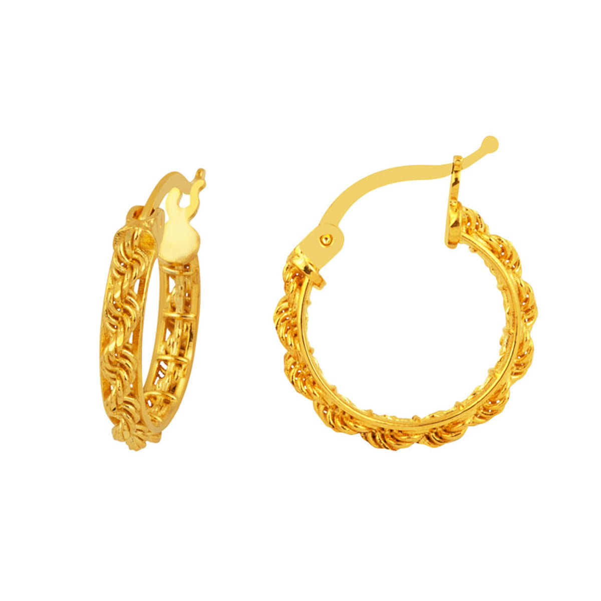 Twist Chain 22 Karat Gold Hoop Earring