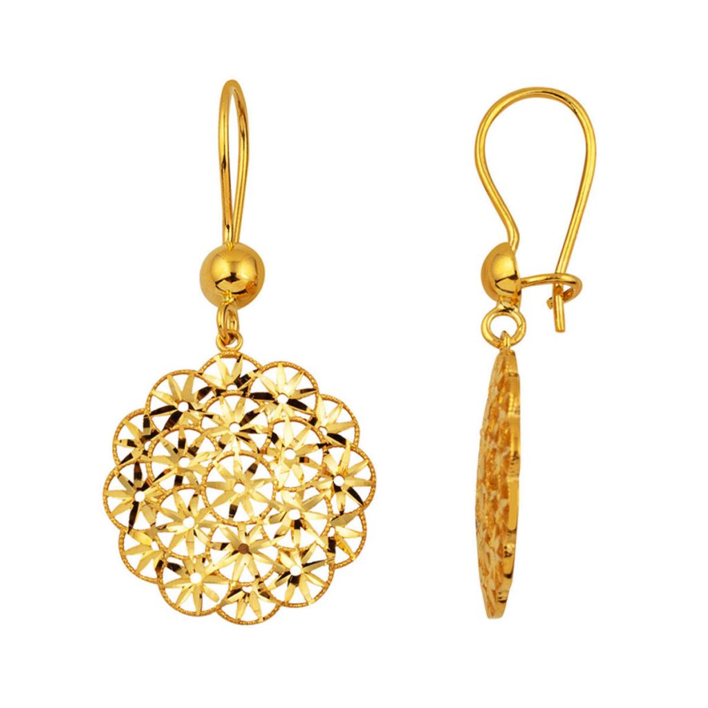 14 Carats Or Fleur de Vie Pendante Boucle d&rsquo;Oreille