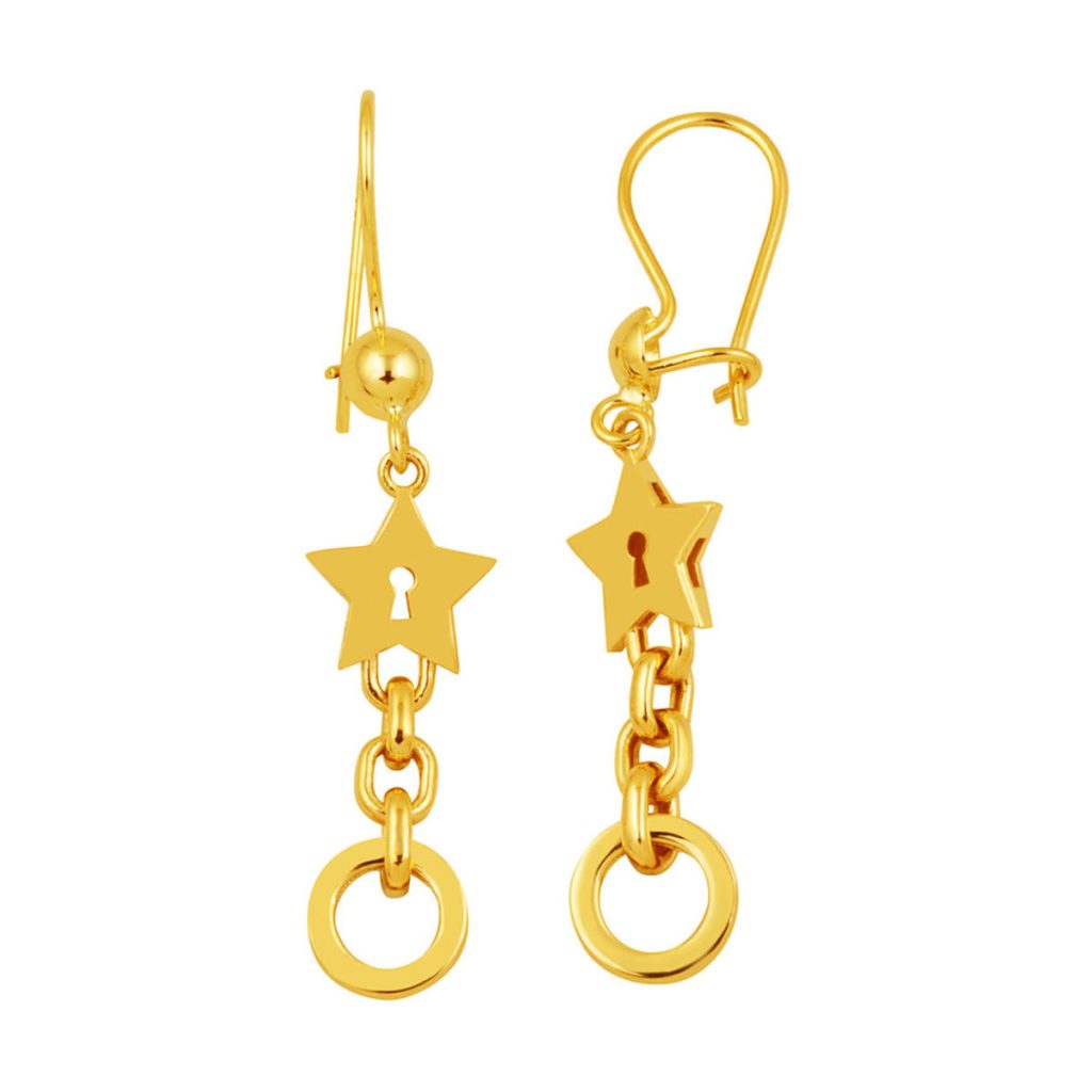 Hoop Star Drop 22 Karat Gold Earring