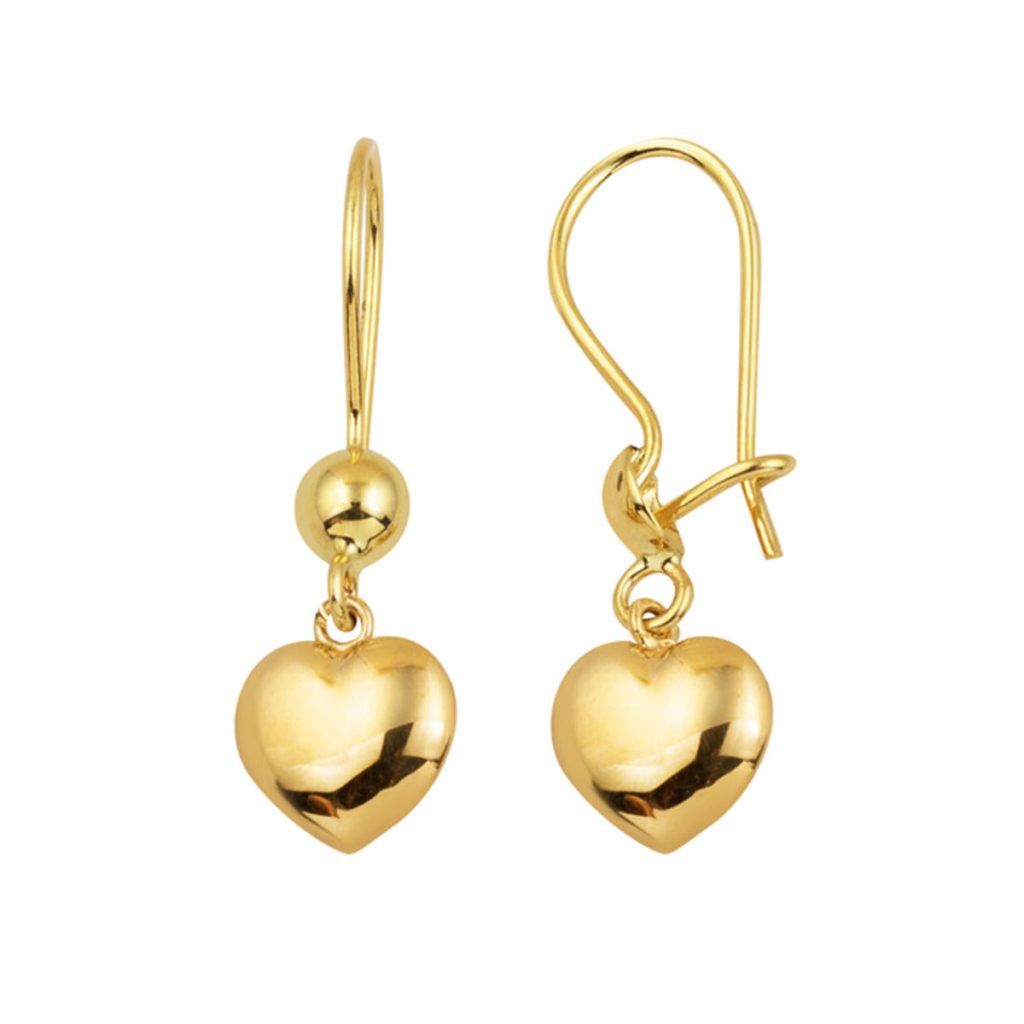 Heart Drop 14 Karat Gold Earring