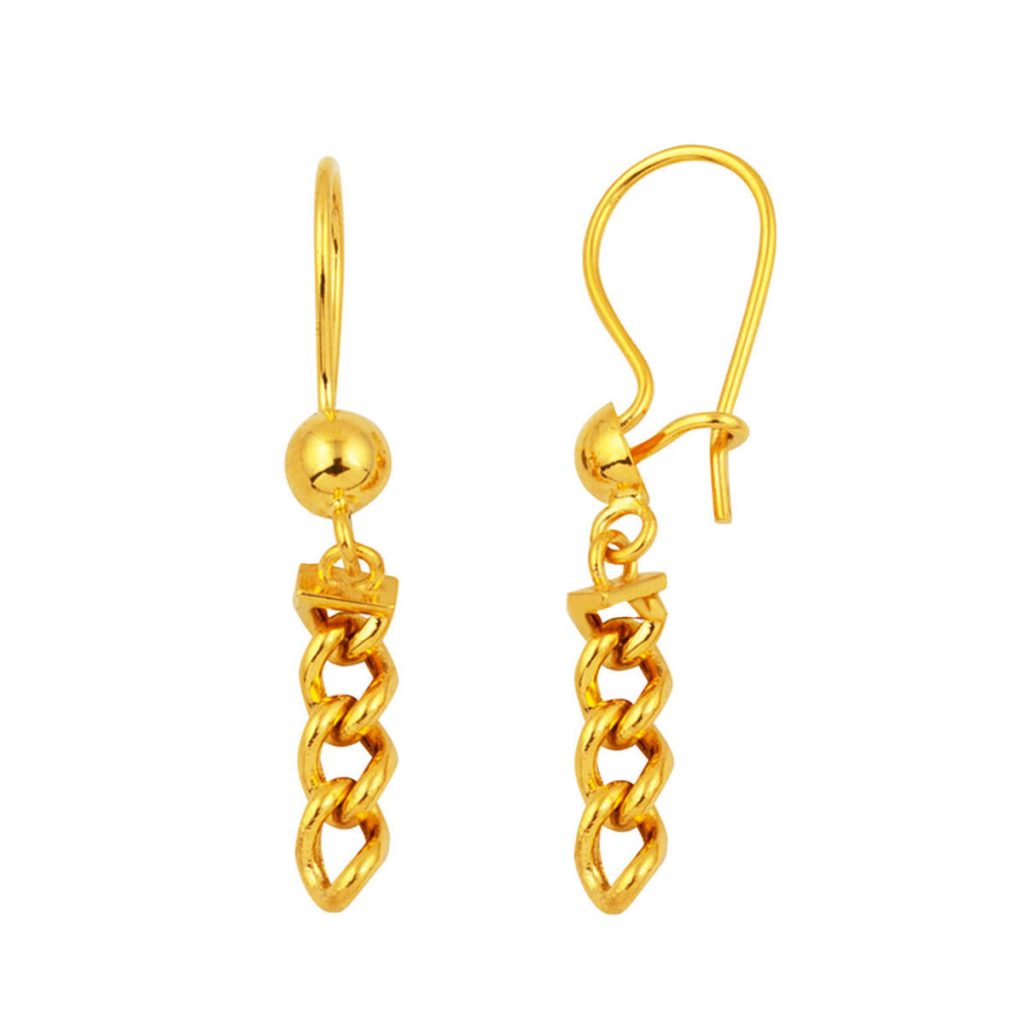 Curb Drop 14 Karat Gold Earring