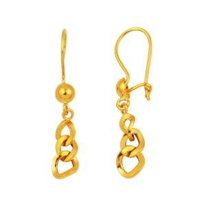 22 Karat Curb Chain Drop Gold Earring