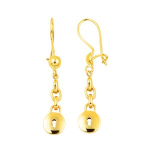 Ringed Kilit Drop 22 Karat Gold Earring