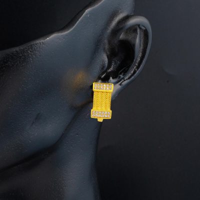 14 Carats İki Rang avec Pierres Maille Trabzon Or Boucle d'oreille - 14K - 2.94g - EZ Gold