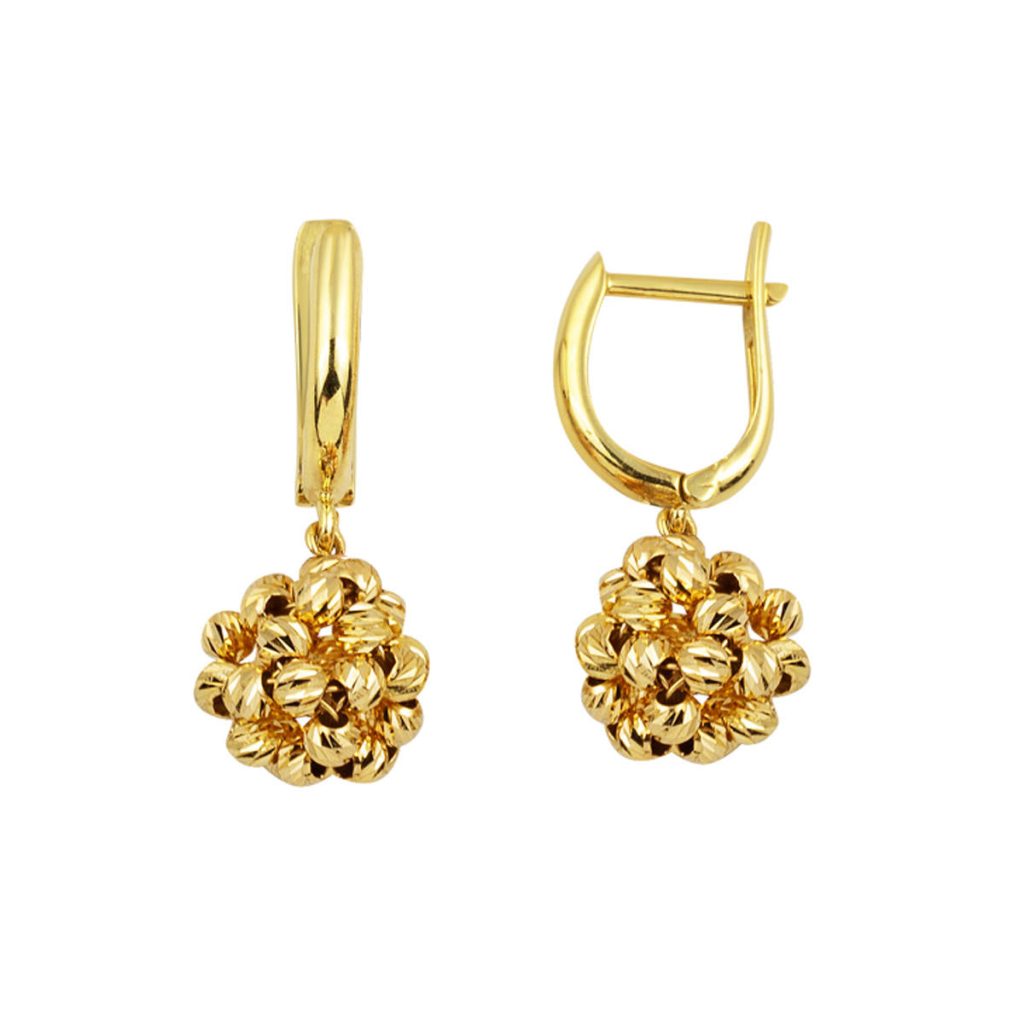 Ball Yumağı Drop 14 Karat Gold Earring