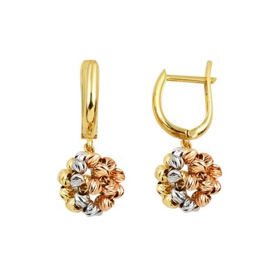 14 Carats Colored Boules Pendante Or Boucle d'Oreille