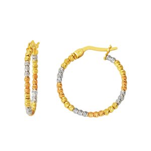 14 Karat Colored Ball Beaded Hoop Earring 2 cm.