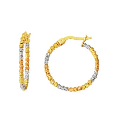 14 Karat Colored Ball Beaded Hoop Earring 2 cm.