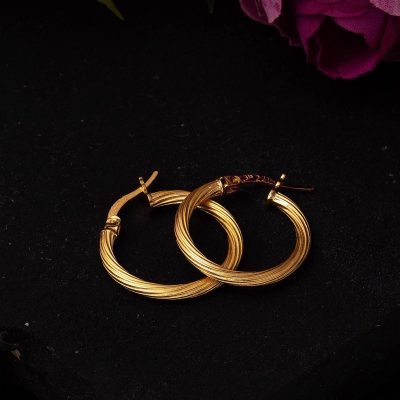 Lignes 22 Carats Or Créole Boucle d'oreille 3 cm. - 22K - 3.31g - EZ Gold