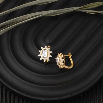 Sun 14K Gold Baguette Earring - 14K - 3.53g - EZ Gold