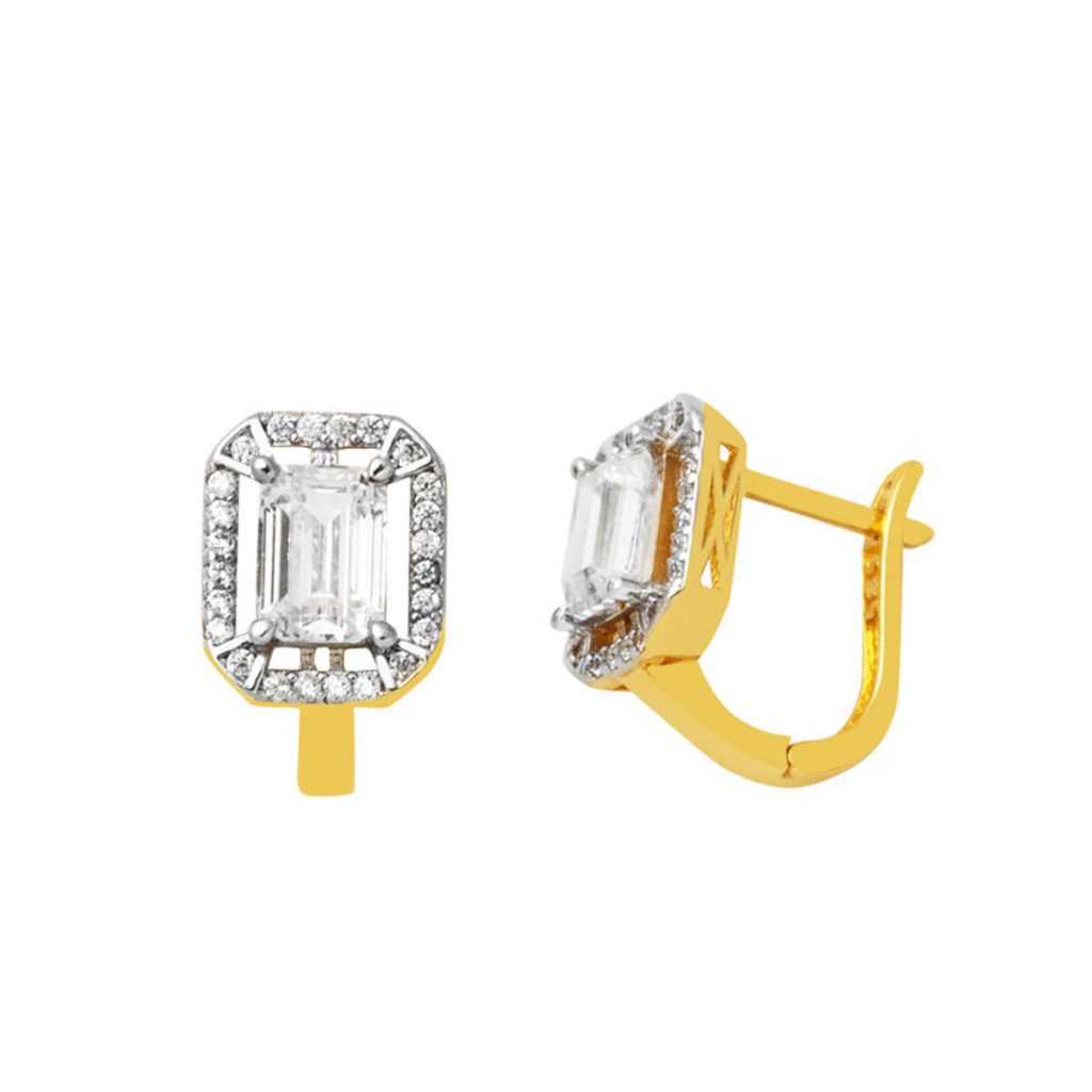 Classic Solitaire Baguette 14 Karat Gold Earring