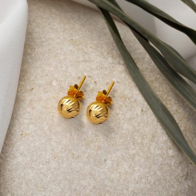 Kalemli 22 Carats Jaune Or Top Boucle d'oreille 7 mm. - 22K - 1.56g - EZ Gold