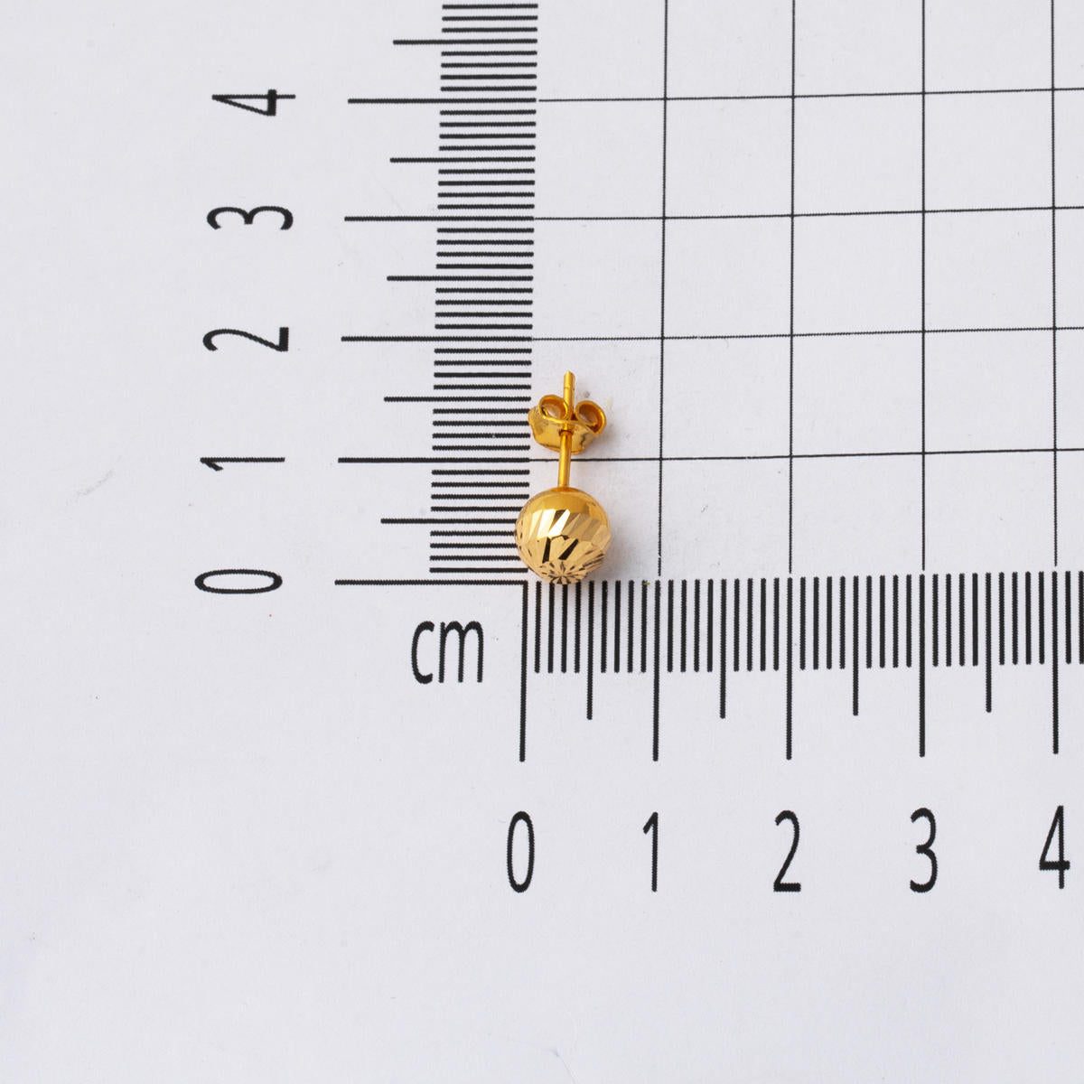Kalemli 22 Ayar Sarı Altın Top Küpe 7 mm. - Görsel 4