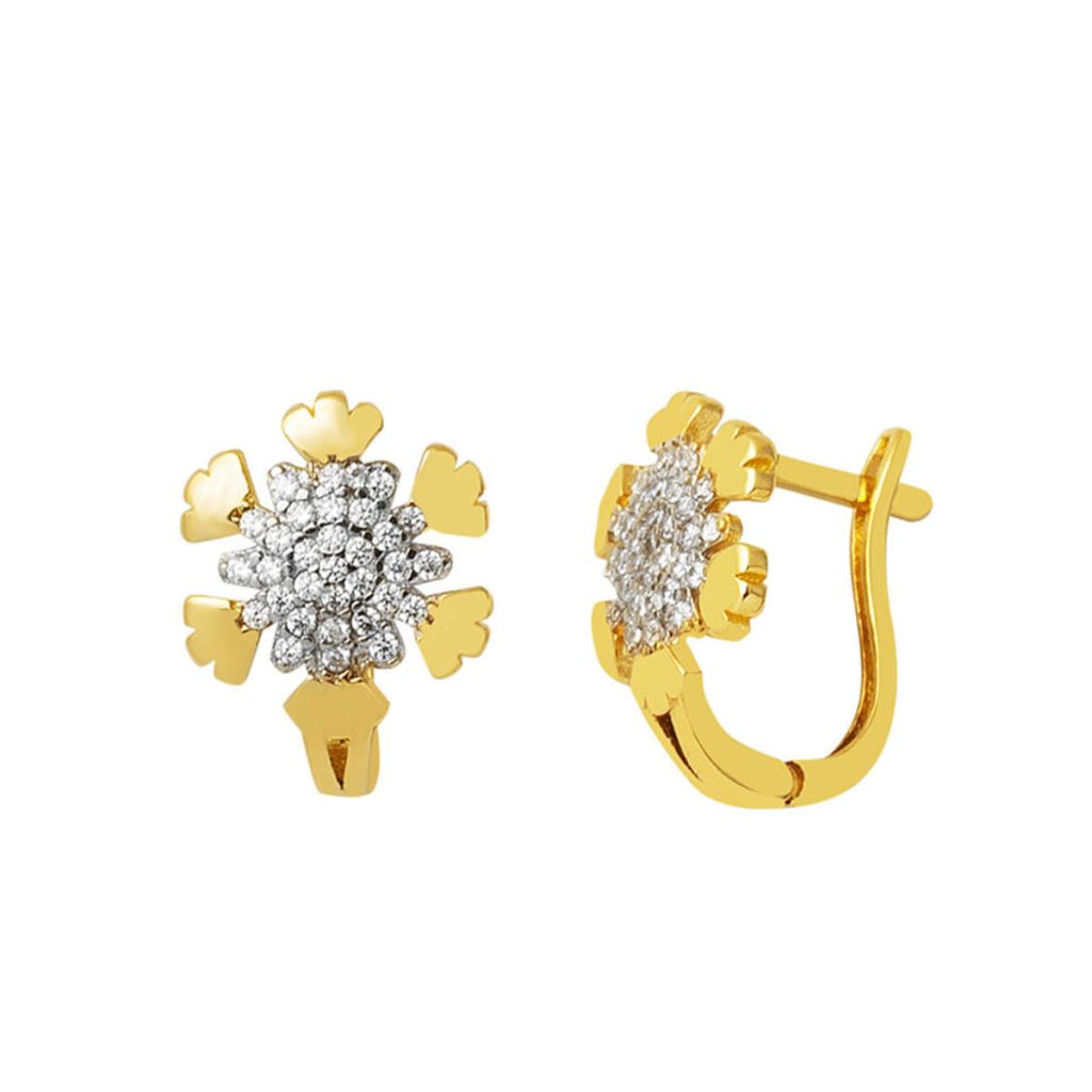 Snowflake Design 14 Karat Gold Earring