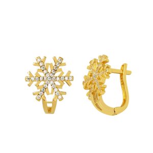 avec Pierres Flocon 14 Carats Or Boucle d&rsquo;Oreille