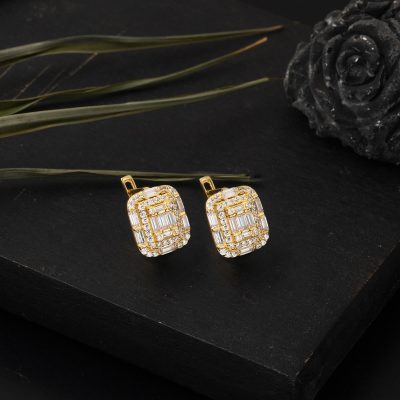 14 Carats Parçalı Baguette avec Pierres Jaune Or Boucle d'oreille - 14K - 3.5g - EZ Gold