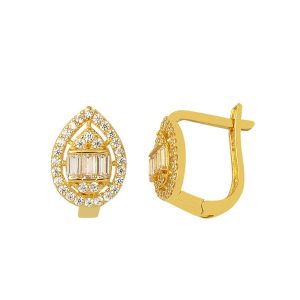 Goutte Model Baguette 14 Carats Or Boucle d&rsquo;Oreille