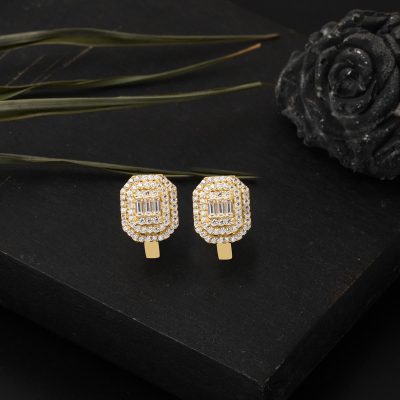 14 Carats Baguette avec Pierres Jaune Or Boucle d'oreille - 14K - 3.4g - EZ Gold