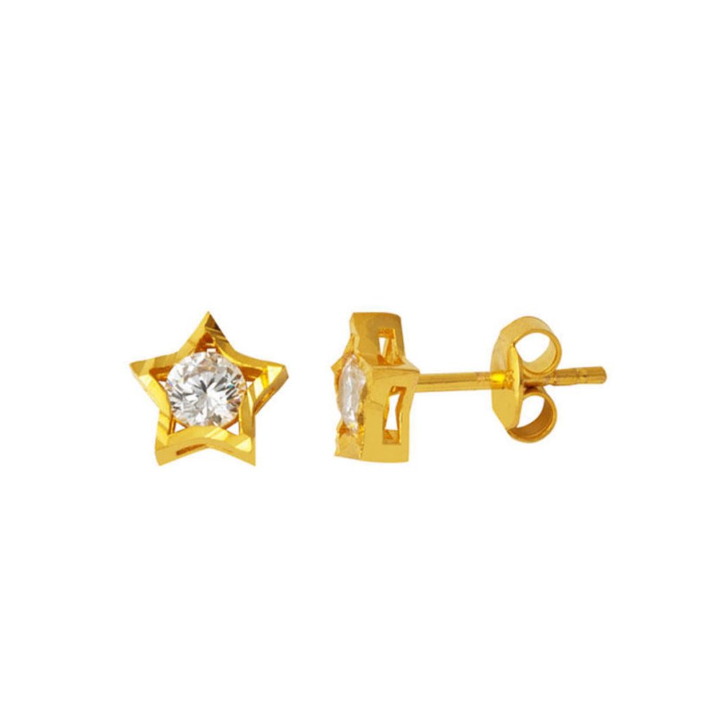 Etoile Design Solitaire 22 Carats Or Boucle d&rsquo;Oreille