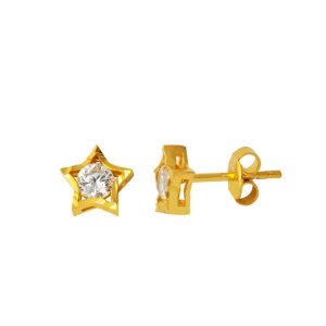 Star Design Solitaire 22 Karat Gold Earring