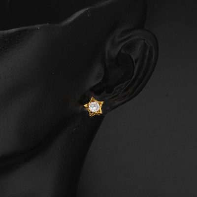 Star Design Solitaire 22K Gold Earring - 22K - 1.78g - EZ Gold