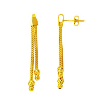 Ball Wovenlü 14 Karat Gold Earring